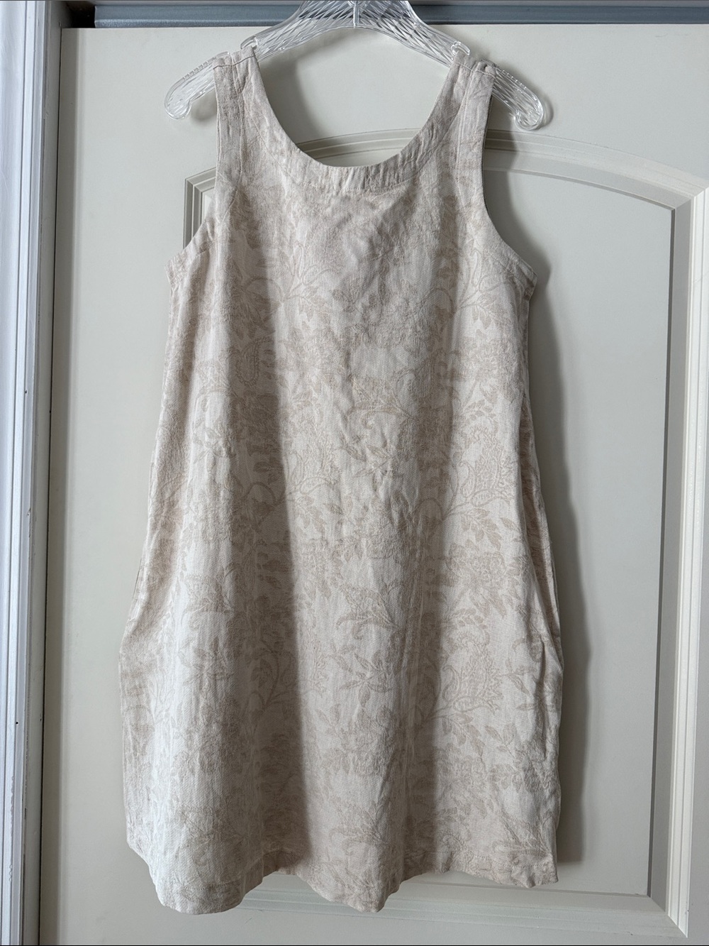 NIC+ZOE Beige Floral Jacquard Sleeveless Mini Dress Size M